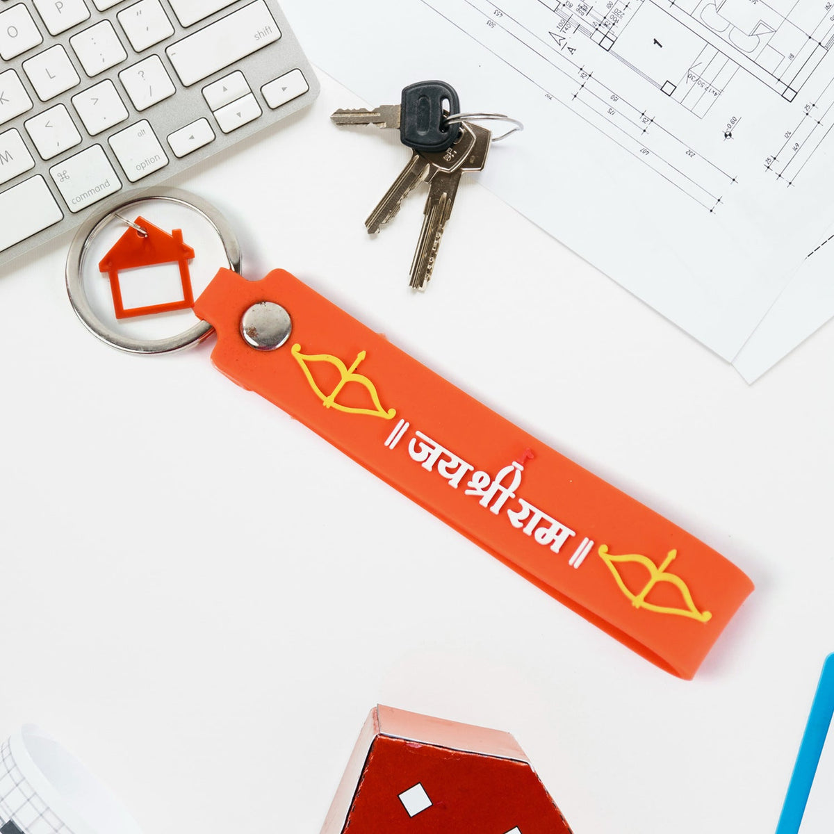 Jai Shree Ram Keychain – Durable Silicone with Metal Hook