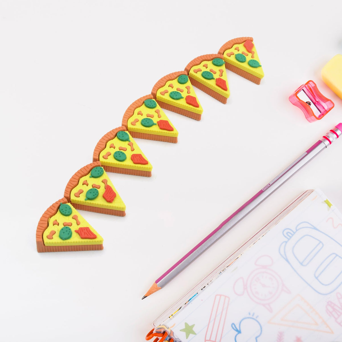 Pizza Eraser set – Fun 3D Slices for Kids' Stationery
