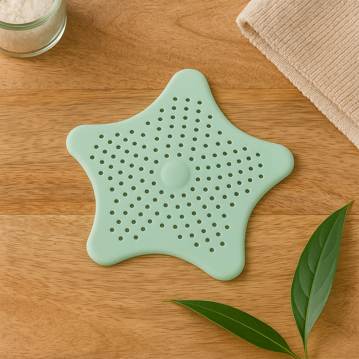 Silicone Star Shaped Sink Strainer – Mint Green Hair Catcher – detail view