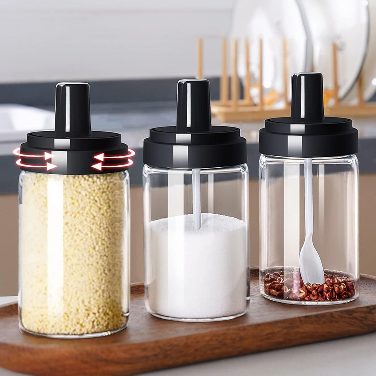 Glass Spice Jar – Attached Spoon & Leakproof Lid – view 8