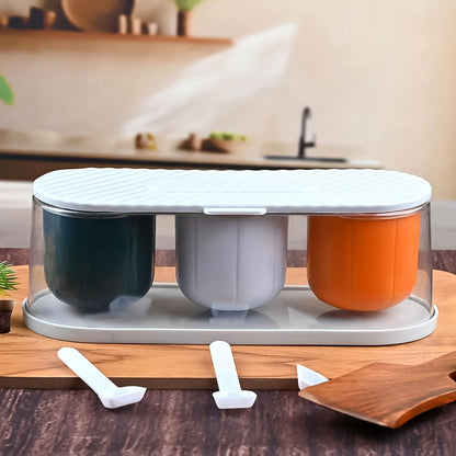 Spice Box – 3-Grid Masala Storage with Spoons – close-up