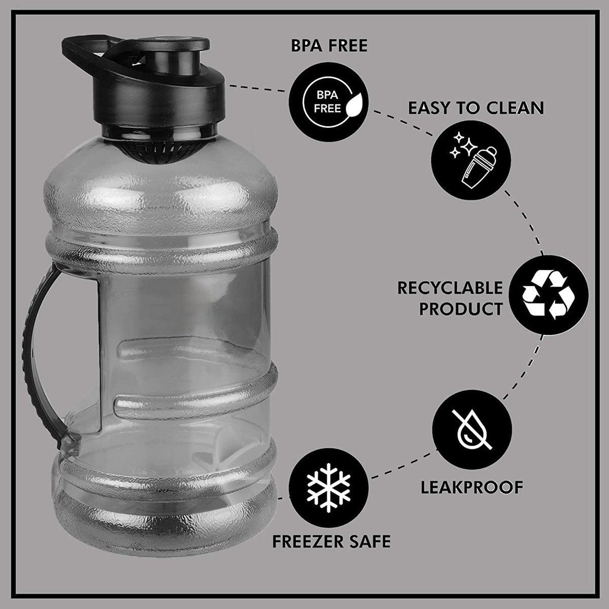 1.5L Gym Water Bottle – Mixer & Strainer – view 9