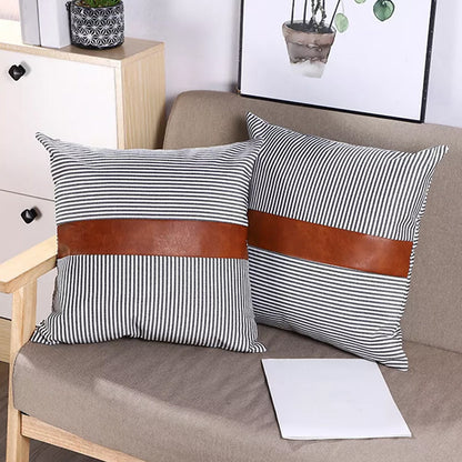 Leather & Cotton Pillow Covers – 20x20 inch (2-Pack) – side view