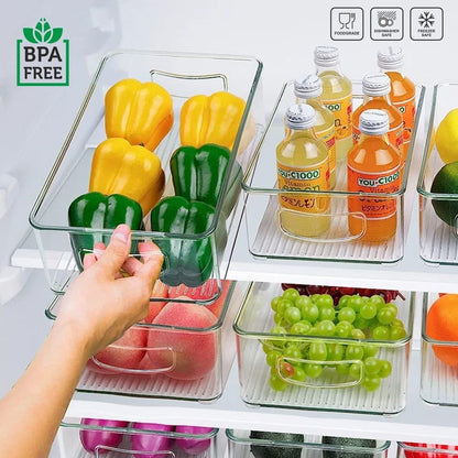 Refrigerator Organizer Bin – Clear Stackable with Handle – view 9