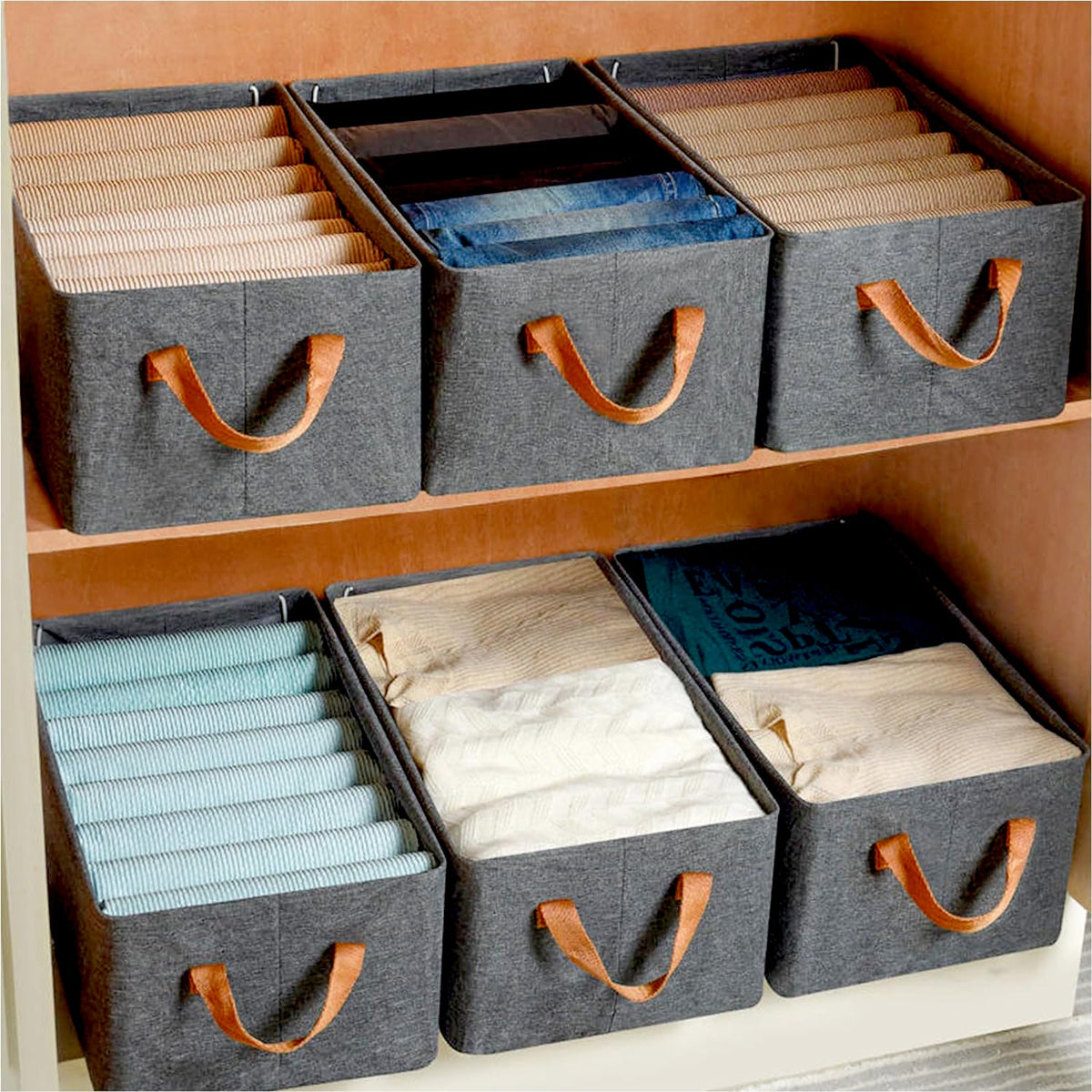 Foldable Storage Box – 46.5 cm Cotton Linen Organizer