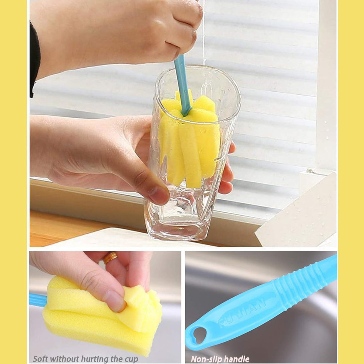 Sponge Cup Washing Brush – 20cm Kitchen Cleaning Tool – detail view