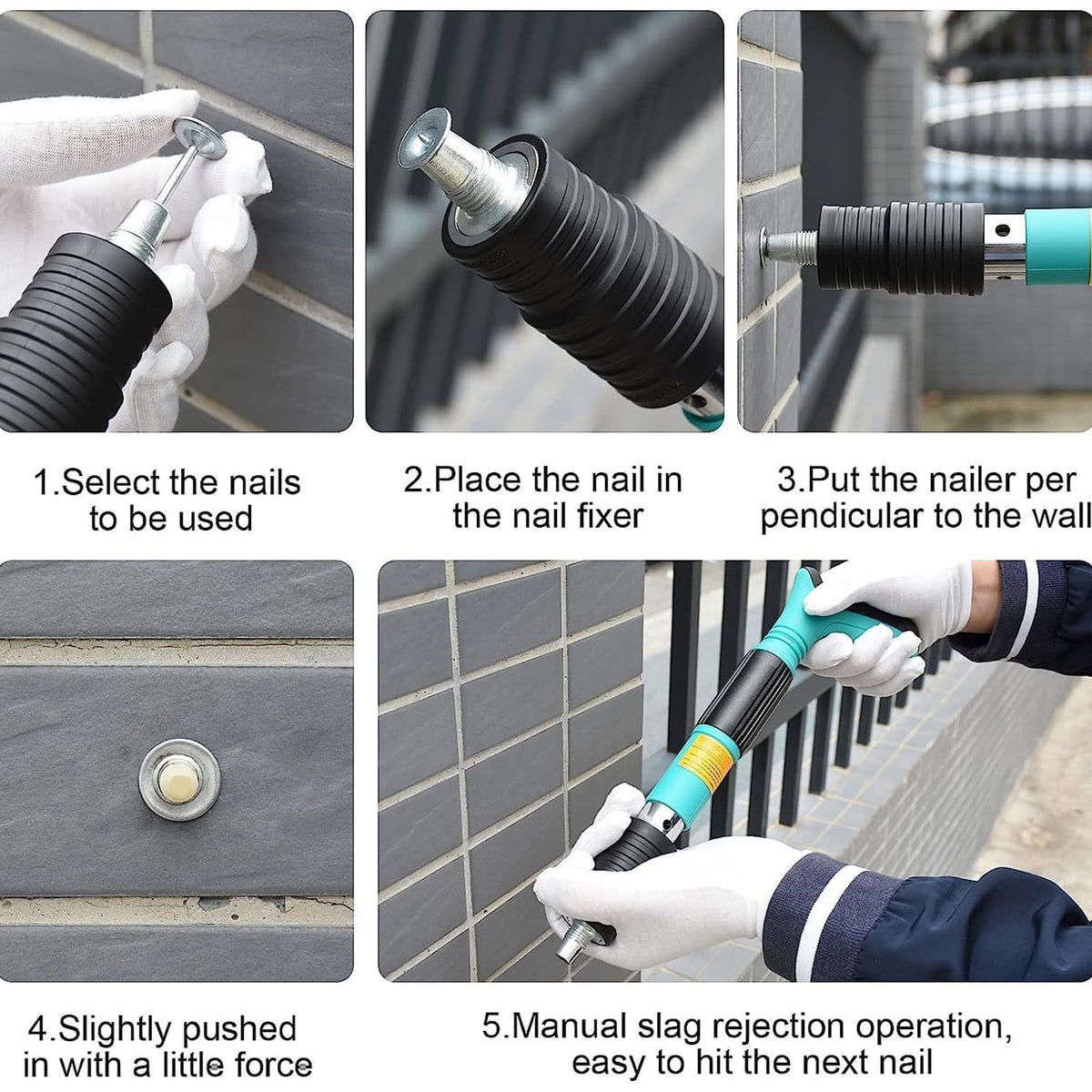 Manual Steel Nail Gun – Portable Wall Fastener – close-up