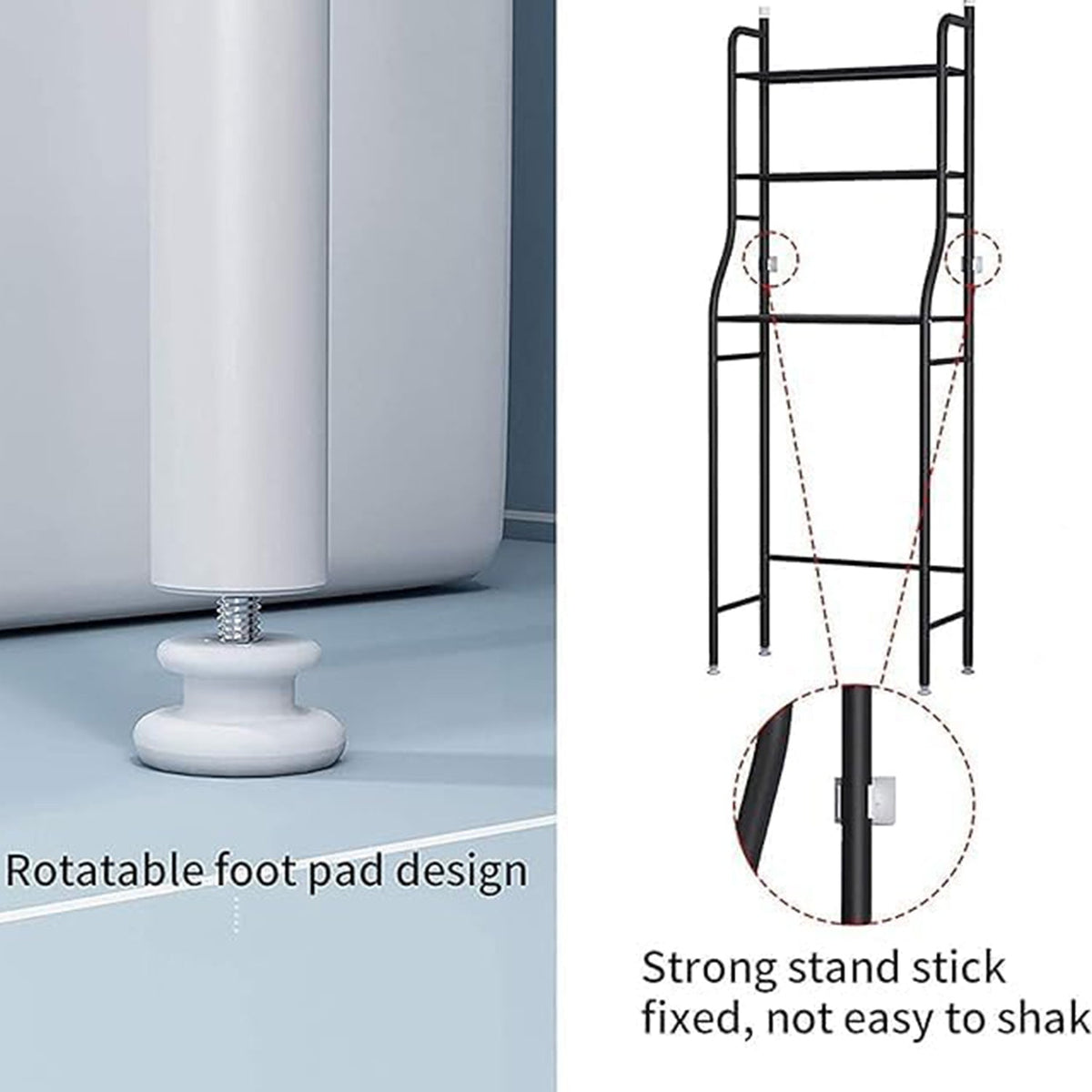 Over Toilet Storage Rack – Space-Saving Metal Shelf – detail view