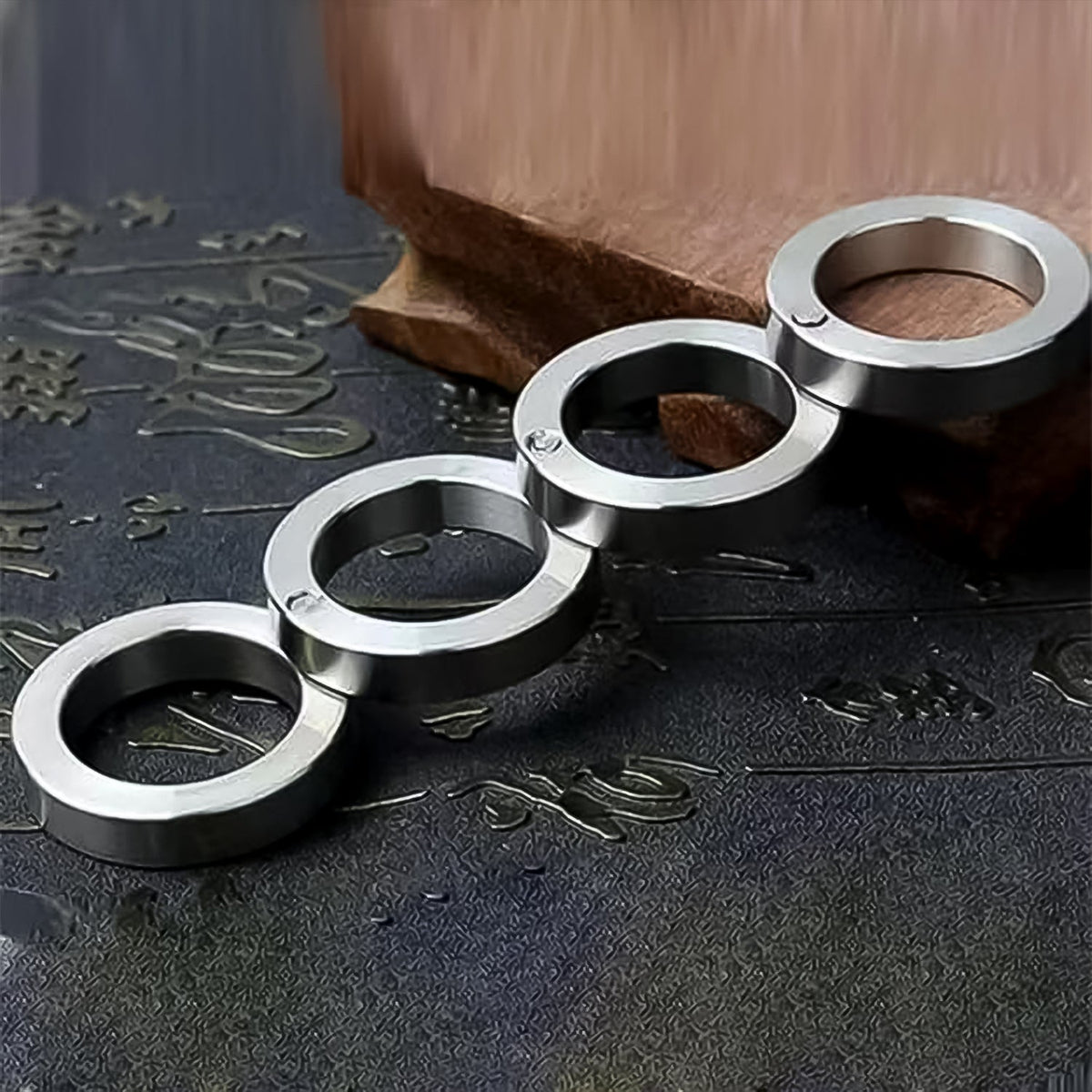 Fidget Ring – Portable 4-Finger Rotating Stainless Steel – alternate view