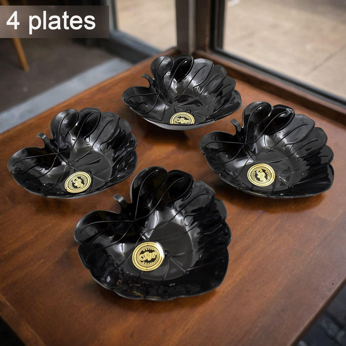 Ceramic Tea Cup set – 8-Piece with Leaf Serving Bowls – side view