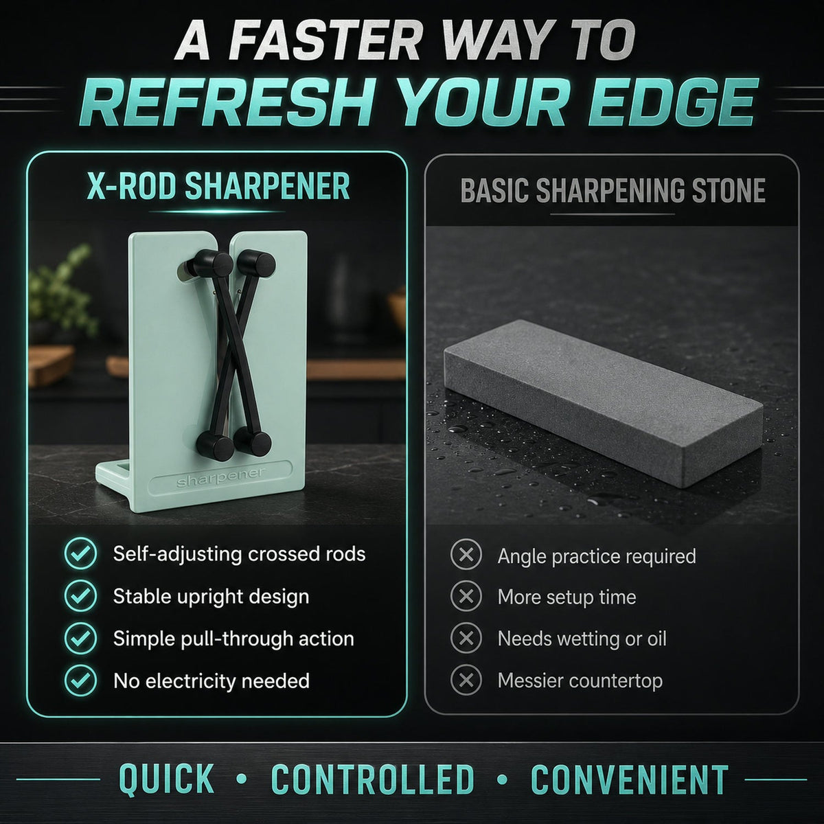 Kitchen Knife Sharpener – Professional & Easy to Use, Knife – detail view