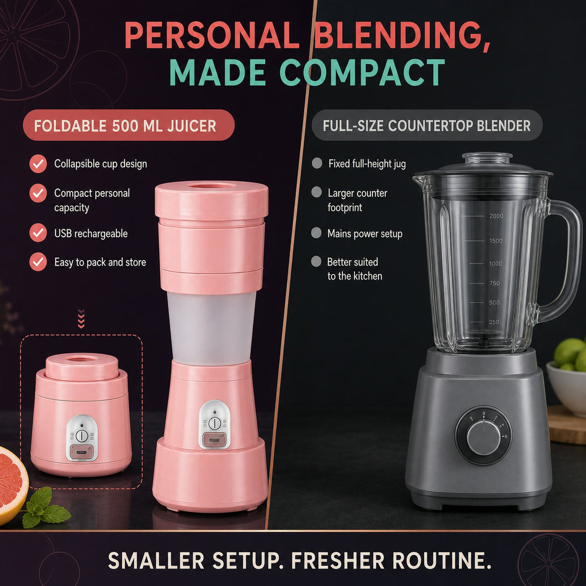 Portable Electric Juicer – 6 Blades 500ml Blender – view 10