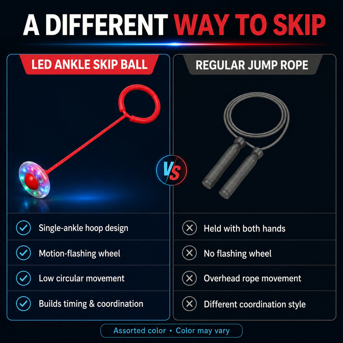 LED Jumping Ring for Kids – Flashing Ankle Skip Ball – view 8