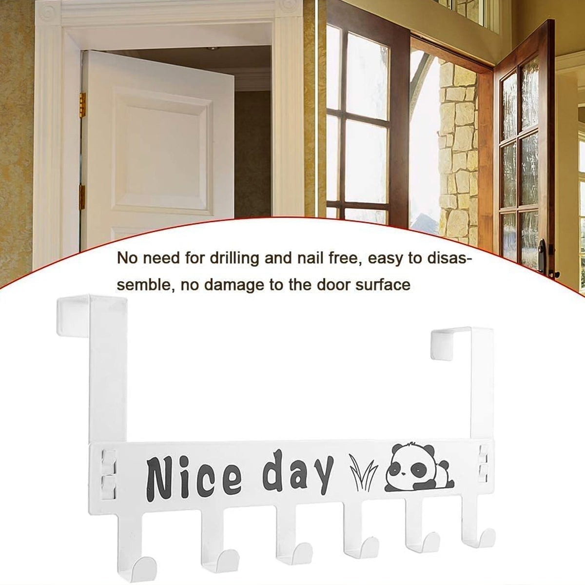 Over Door Hook Hanger Rack – Heavy-Duty 6-Hook Organizer – view 8