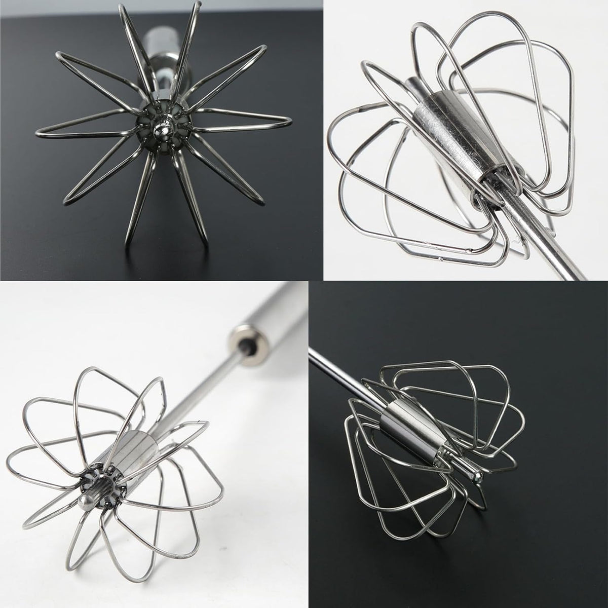 Stainless Steel Egg Whisk – Hand Push Rotary – view 7