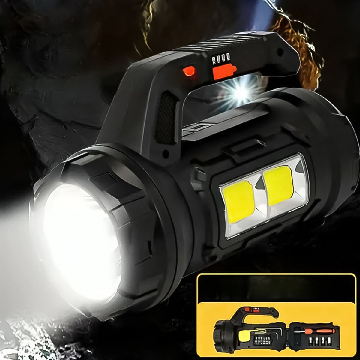 SOS Light with Toolbox – Multi-functional & 18W Torch – close-up