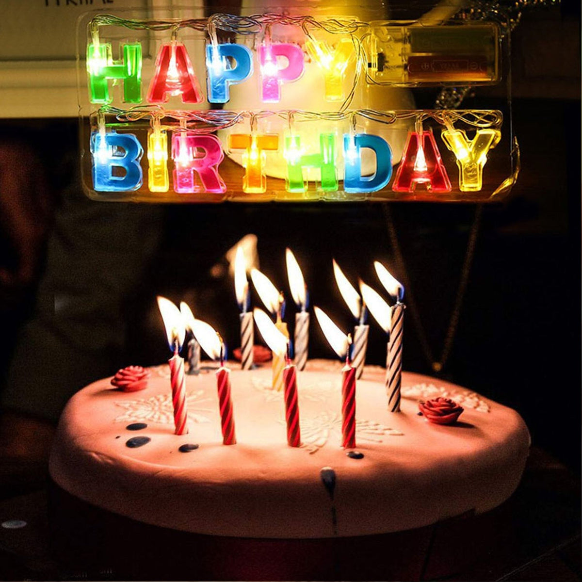 Happy Birthday LED String Lights – Battery Operated – close-up