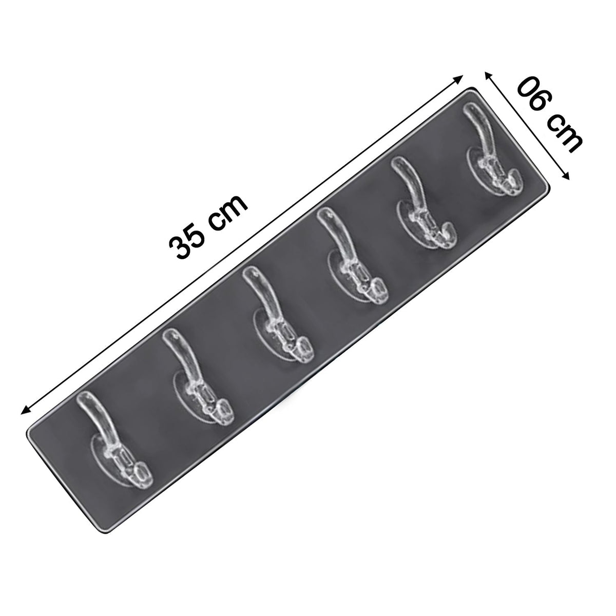 Wall Hook Rail – Heavy Duty 6-Pin Transparent Golden – view 6