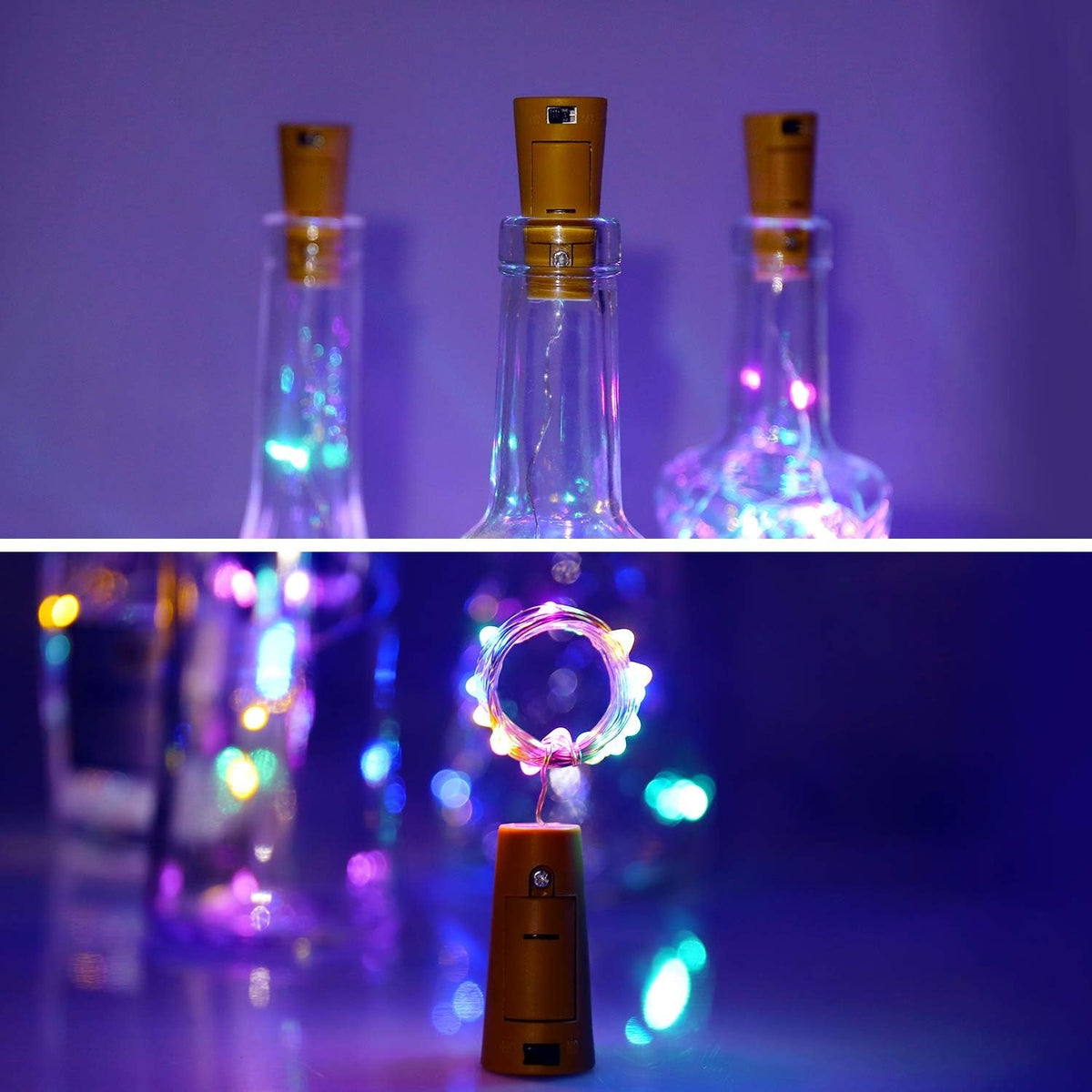 Bottle Cork Lights – Multi-Color LED String Light – close-up