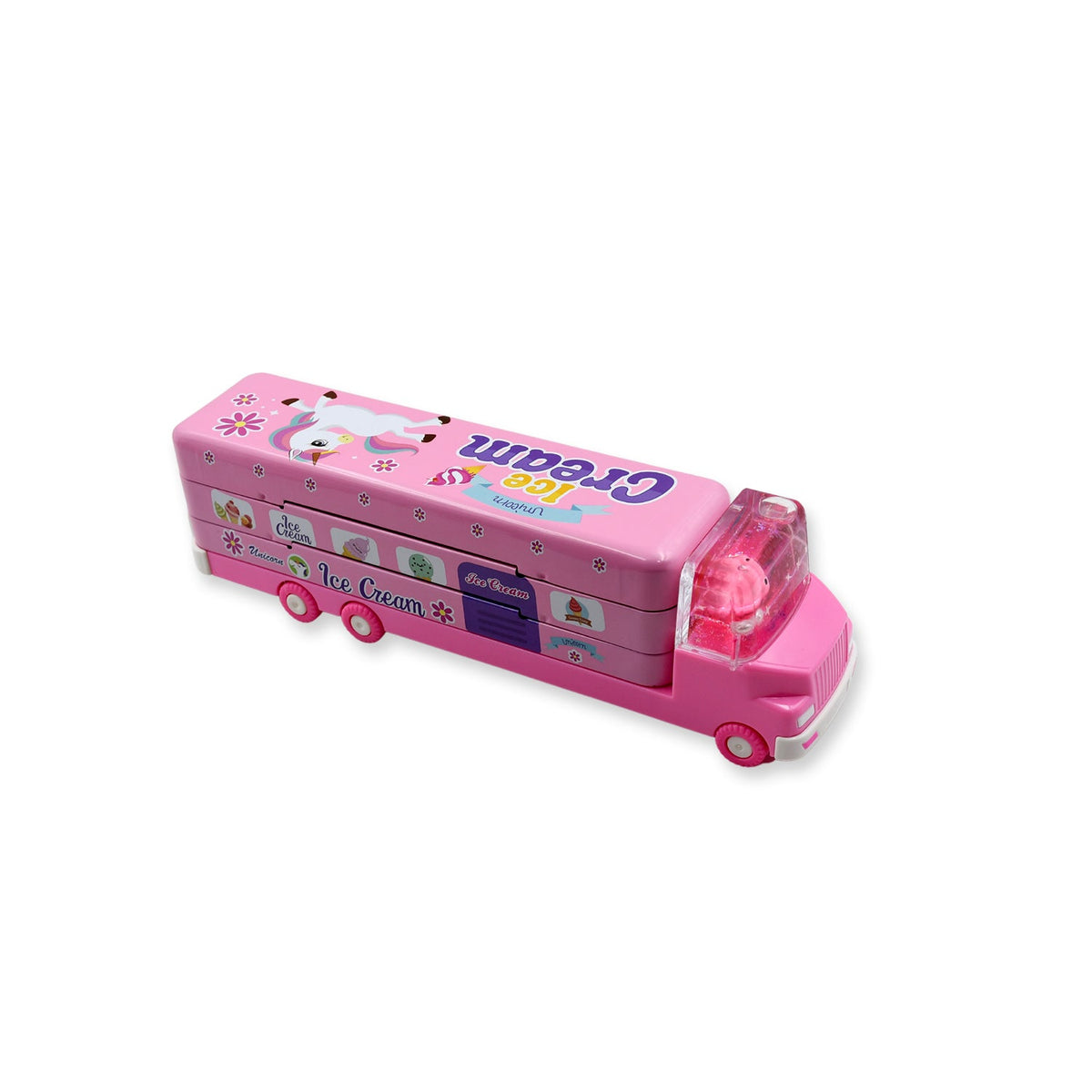 Kids Truck Pencil Case – Multi-Level Metal Double Decker – alternate view
