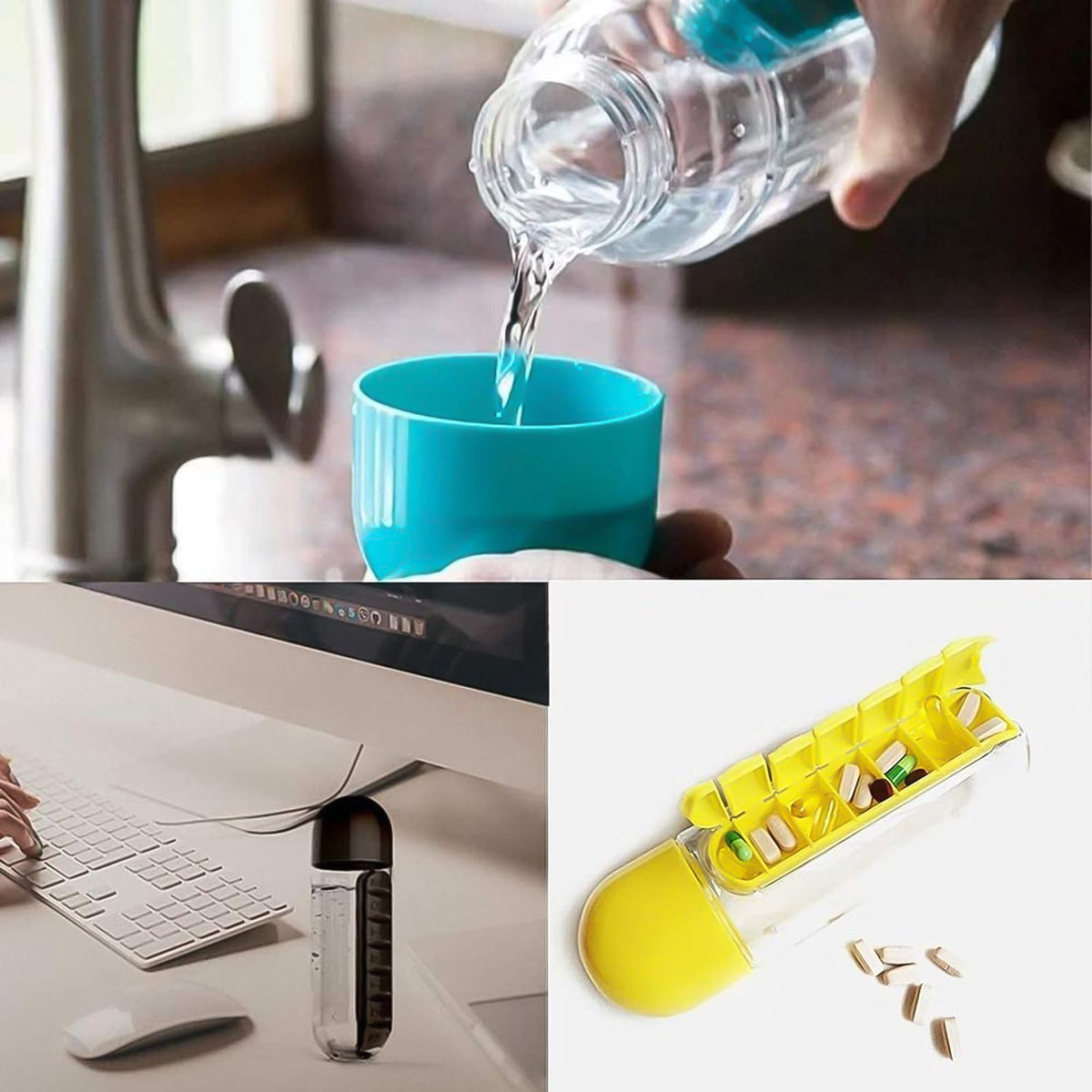 Pill Organizer Water Bottle 600ml – Travel Friendly – view 6