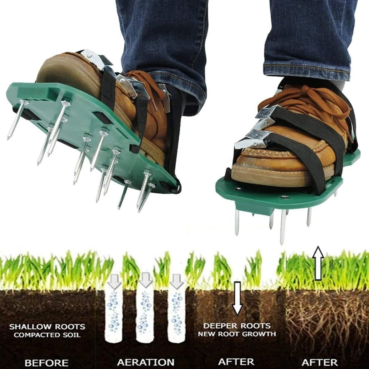 Lawn Aerator Sandals – Spiked Garden Shoes for Healthy Grass – detail view