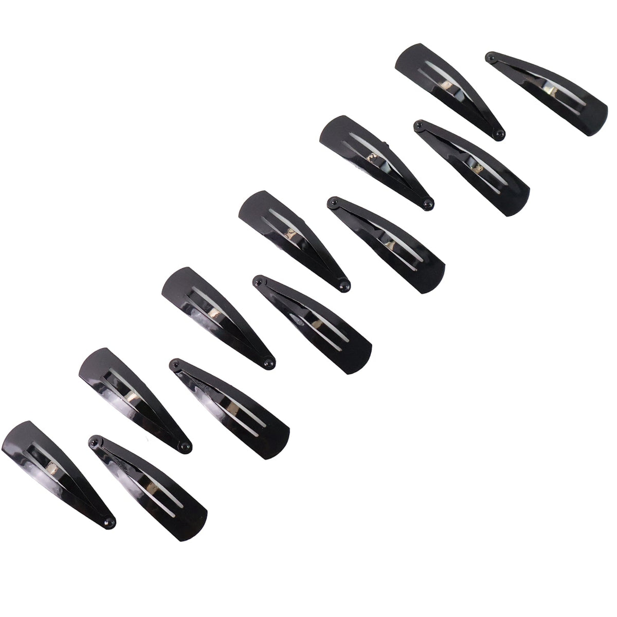 Metal Tik Tak Hair Clips – 12 pc Matt Black set – alternate view
