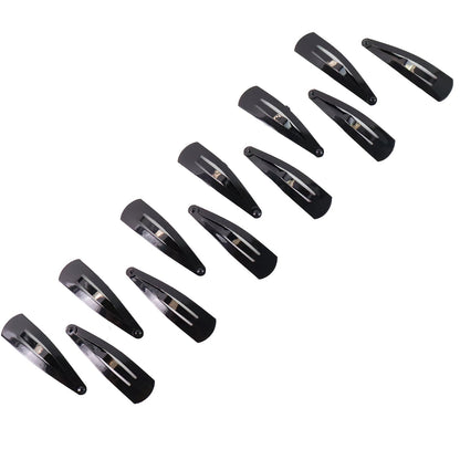 Metal Tik Tak Hair Clips – 12 pc Matt Black set – alternate view