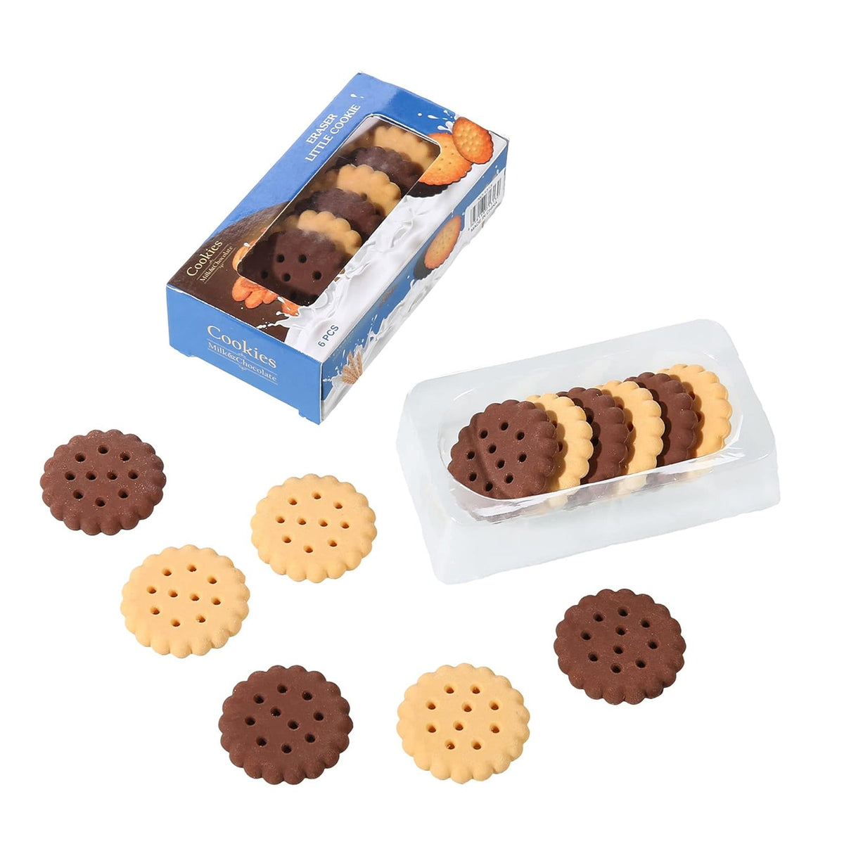 Biscuit Erasers – Fun Kids Stationery set (6 Pcs) – detail view