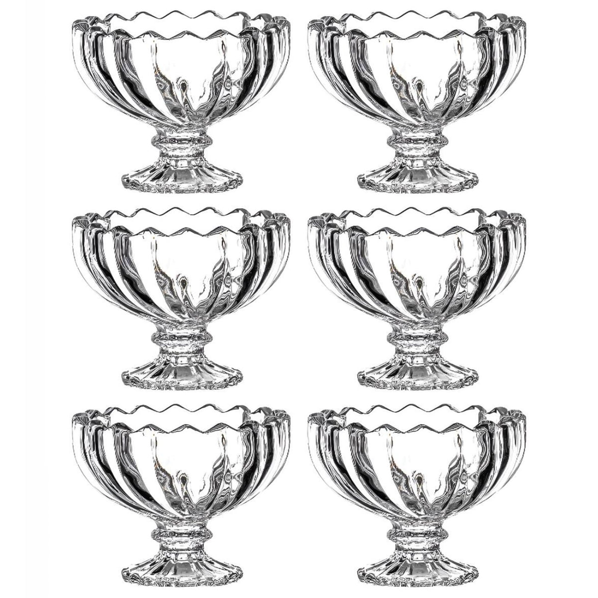Glass Ice Cream Bowls – set of 6 Clear Dessert Cups – alternate view