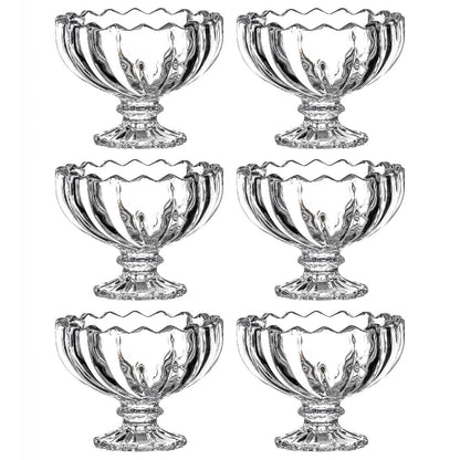 Glass Ice Cream Bowls – set of 6 Clear Dessert Cups – alternate view
