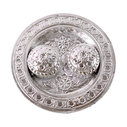 Kumkum Thali Holder – Small Round Puja Plate – alternate view
