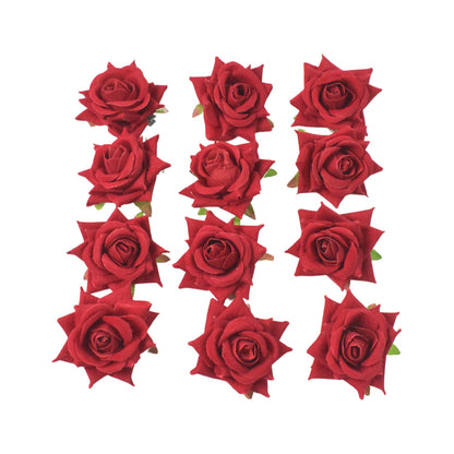 Velvet Rose Hair Clip – Red Flower Design (12 Pcs) – alternate view