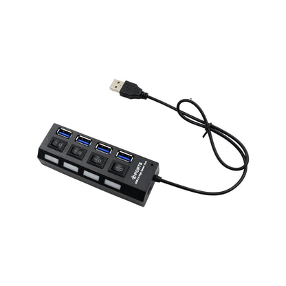 4 Port USB Hub – High-Speed 2.0 Splitter with Switches – detail view