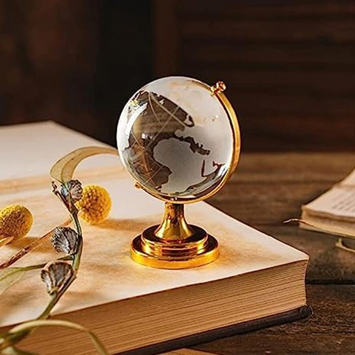 Crystal World Globe with Golden Stand for Desk Decor – view 8