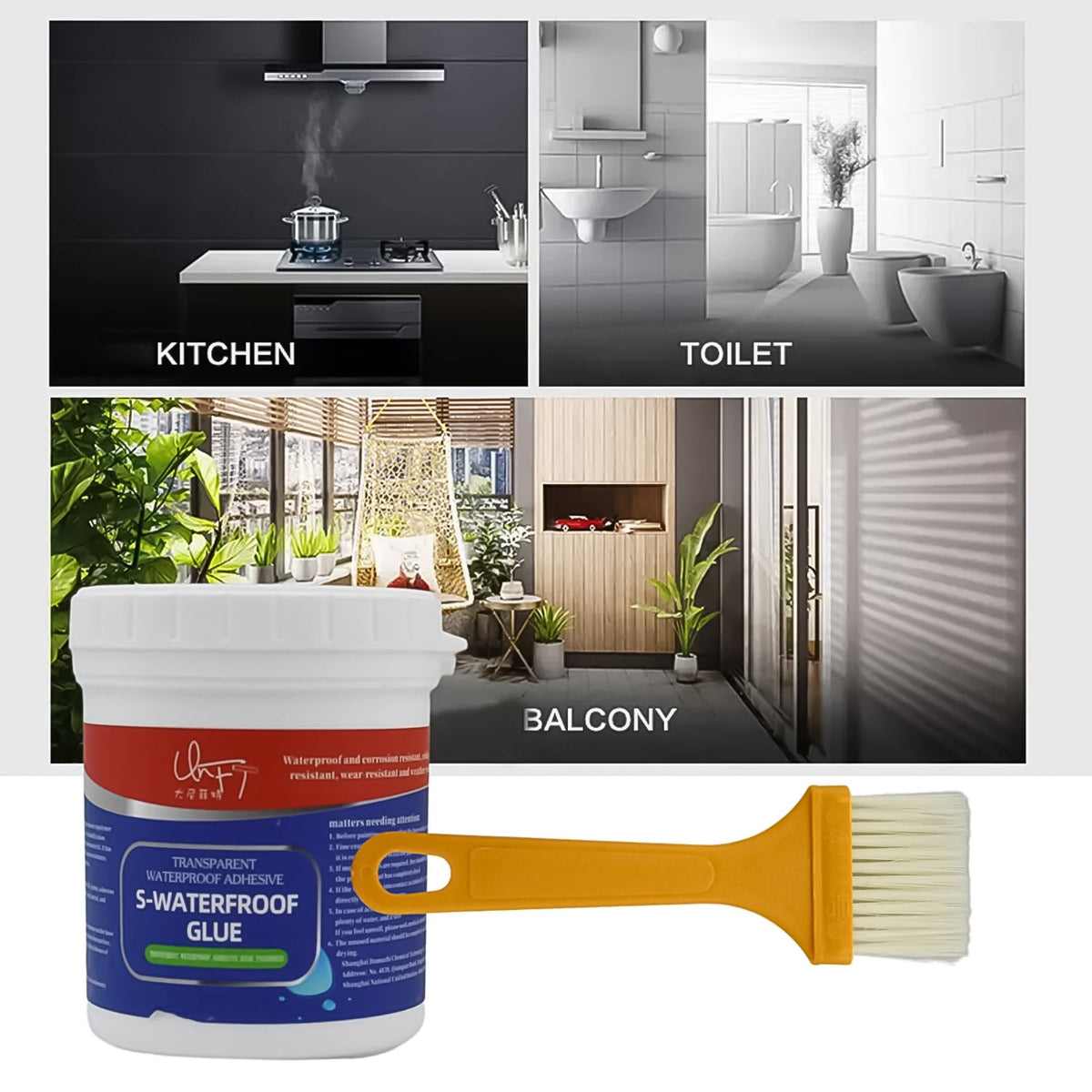 Waterproof Glue – Transparent 300g with Brush – view 6