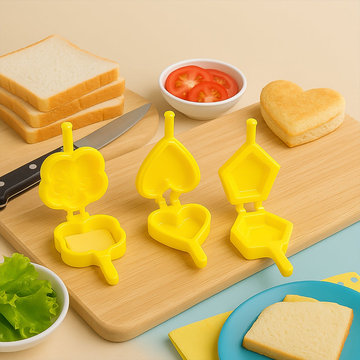 Plastic Cookie Cutter set – 6-Pc Assorted Baking Moulds – close-up