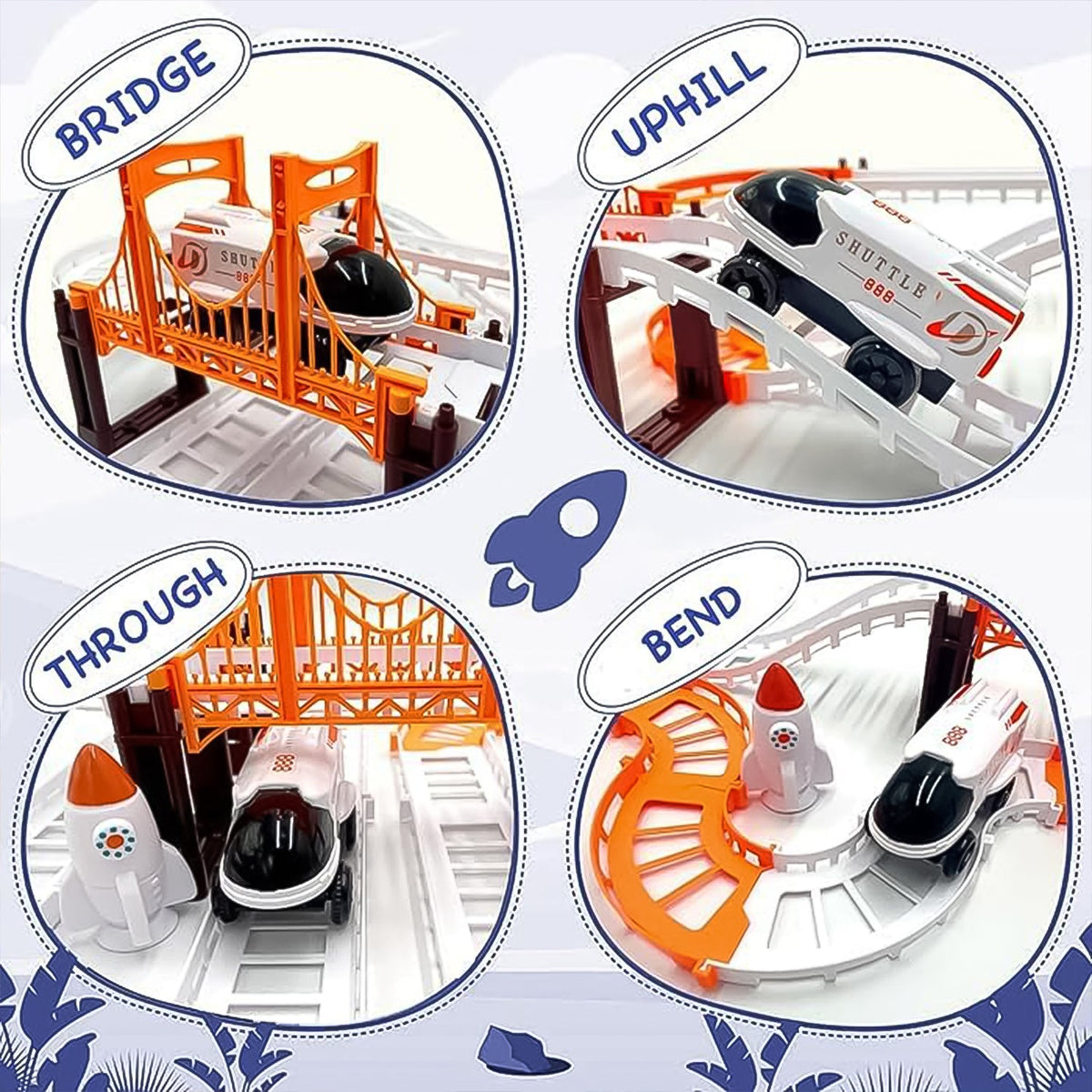 Space Race Track set – Kids Cosmic Adventure Toy – detail view