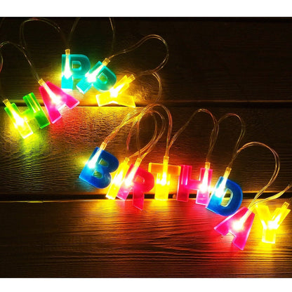 Happy Birthday LED String Lights – Battery Operated – detail view