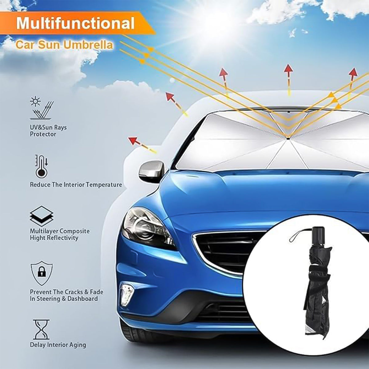 Car Windshield Sun Shade – Foldable UV Protector – view 7
