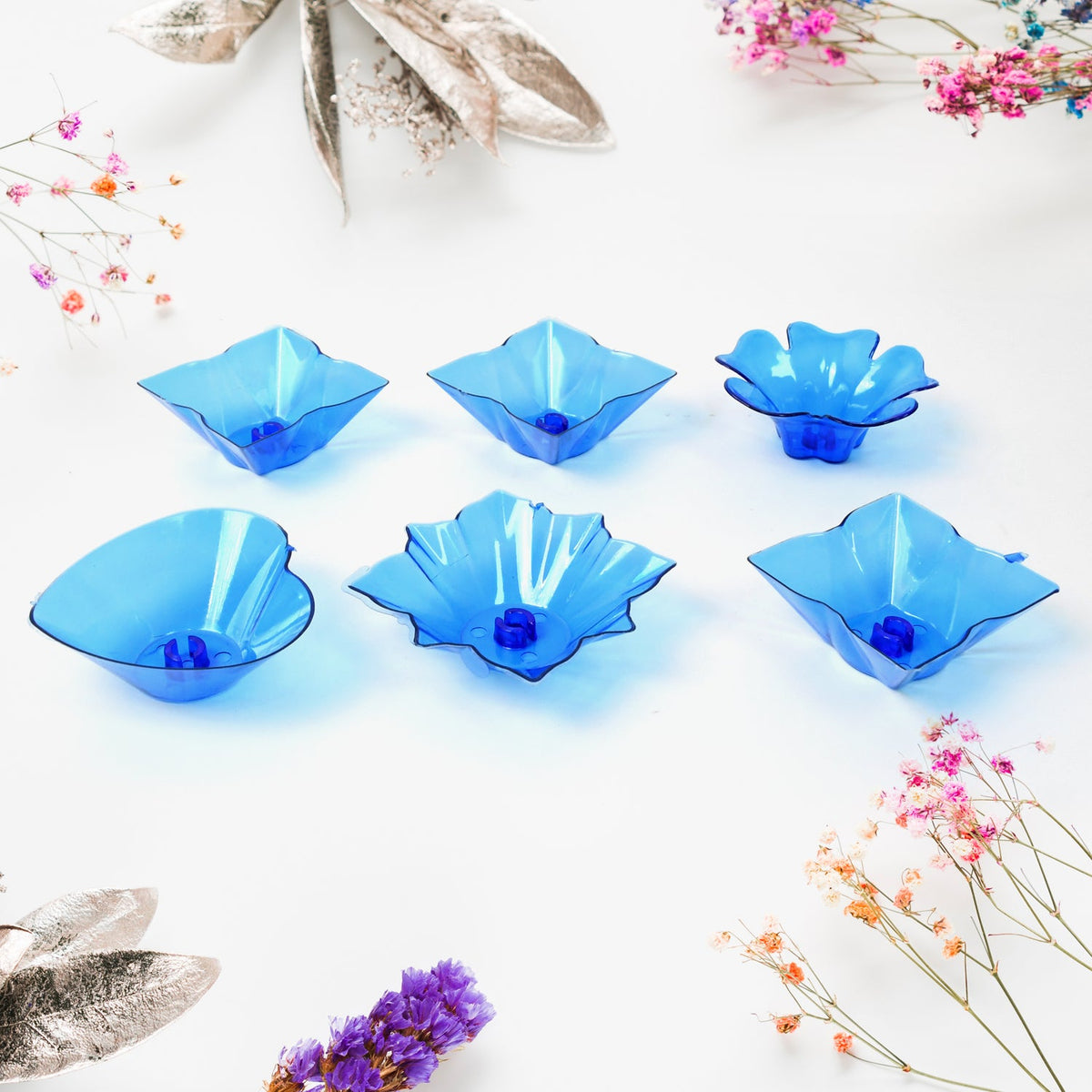Diwali Diya set – Multicolor Plastic Candle Holders (12 Pcs) – detail view