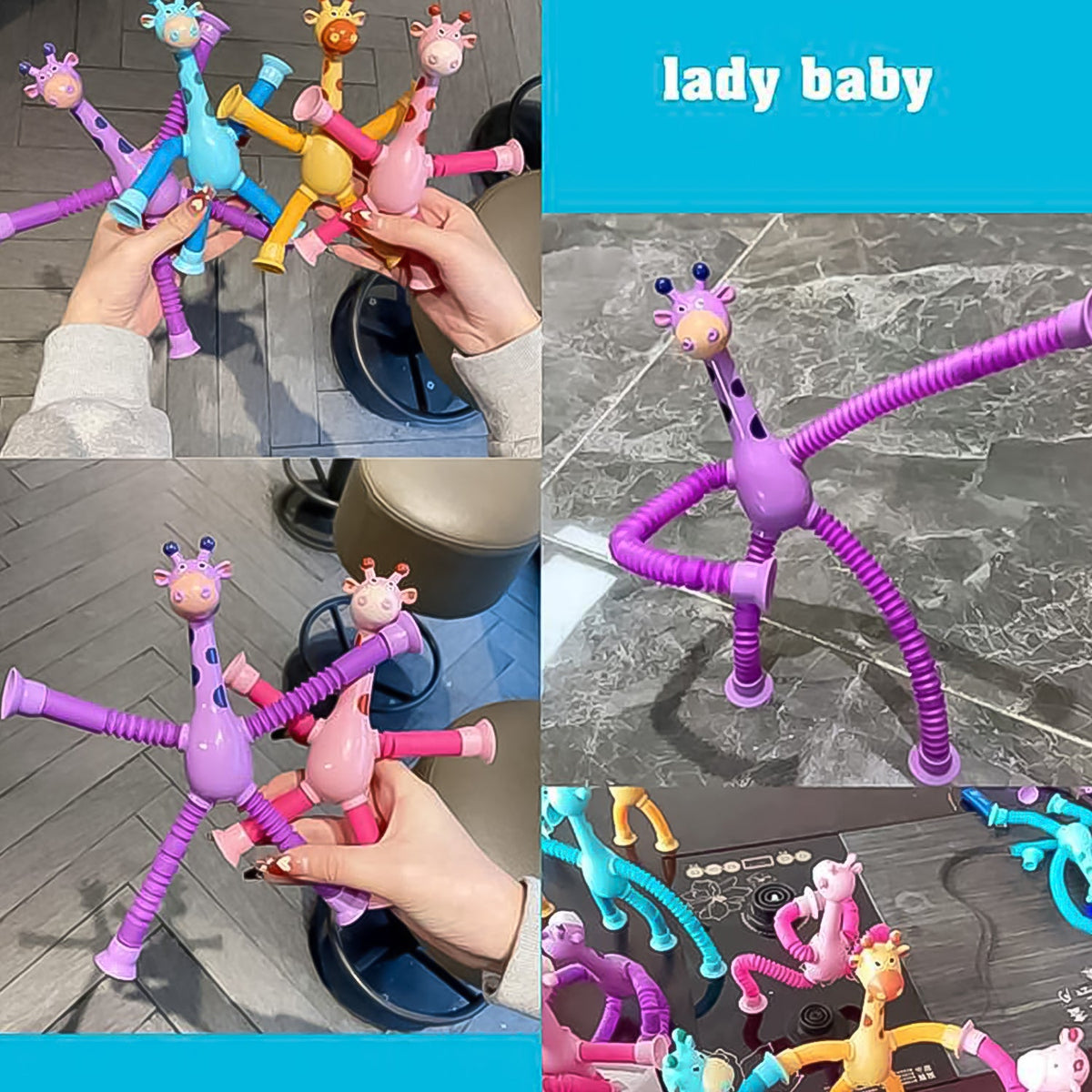 LED Giraffe Fidget Toy – Telescopic Suction Cup – close-up