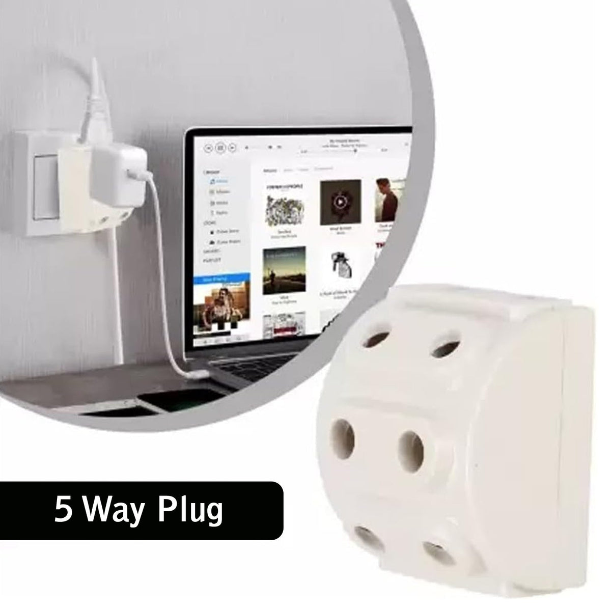 5-Way Multi-Plug Socket – 2-Pin Compact Power – alternate view