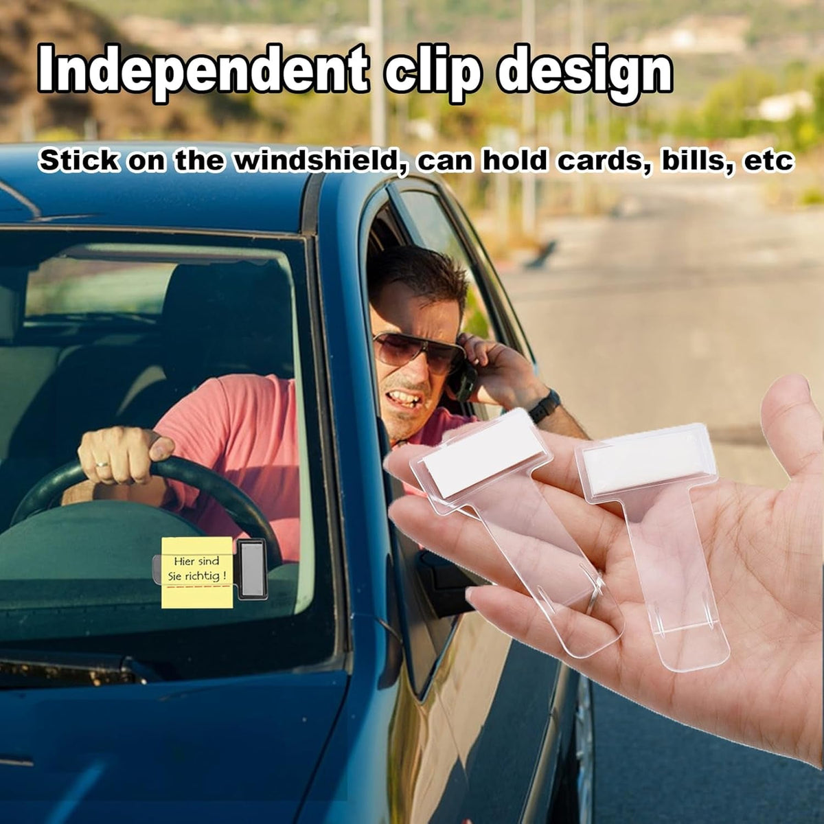 Fastag Holder for Car – Transparent Windscreen Card Stand – close-up