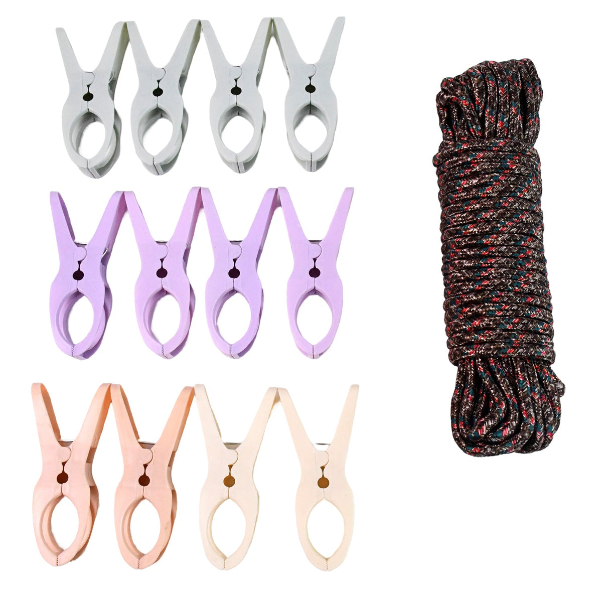 Cloth Drying Rope with Clips – Durable 12-Piece Hanging set – alternate view
