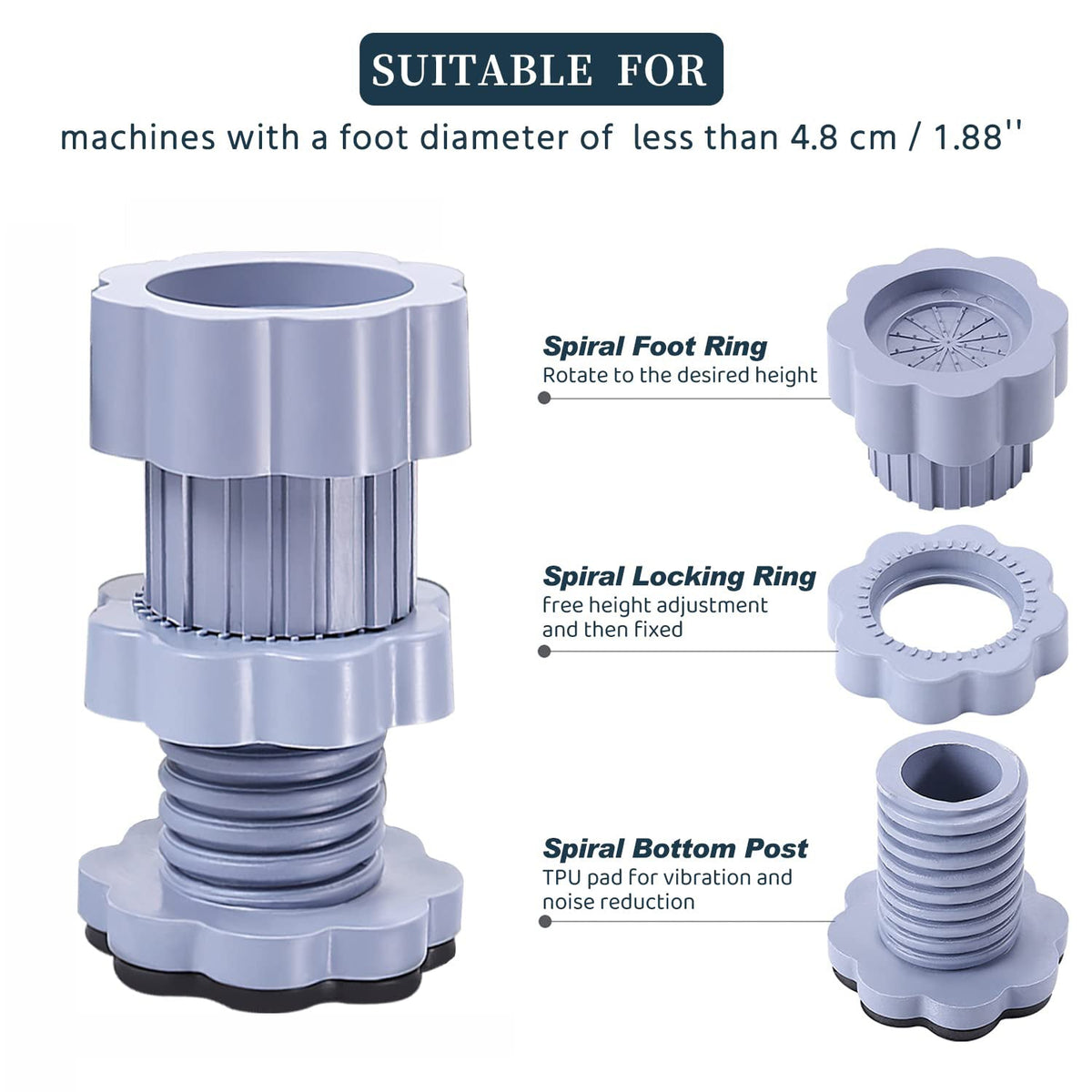 Washing Machine Anti-Vibration Pads – Adjustable & Non-Slip – detail view