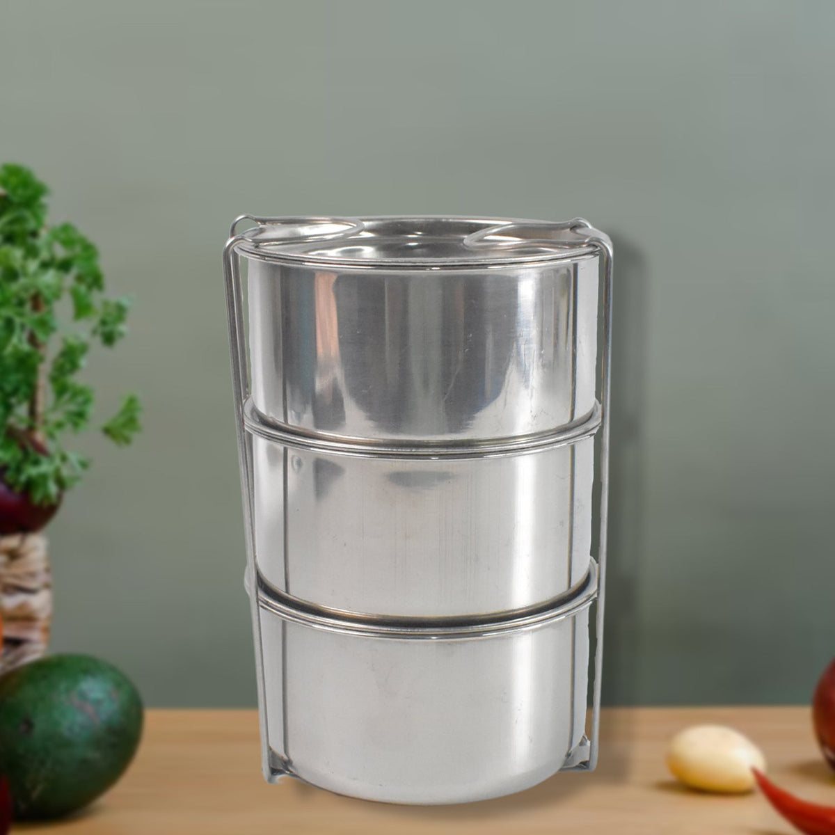 Insulated Stainless Steel Tiffin – 3 Compartment Leakproof – view 7