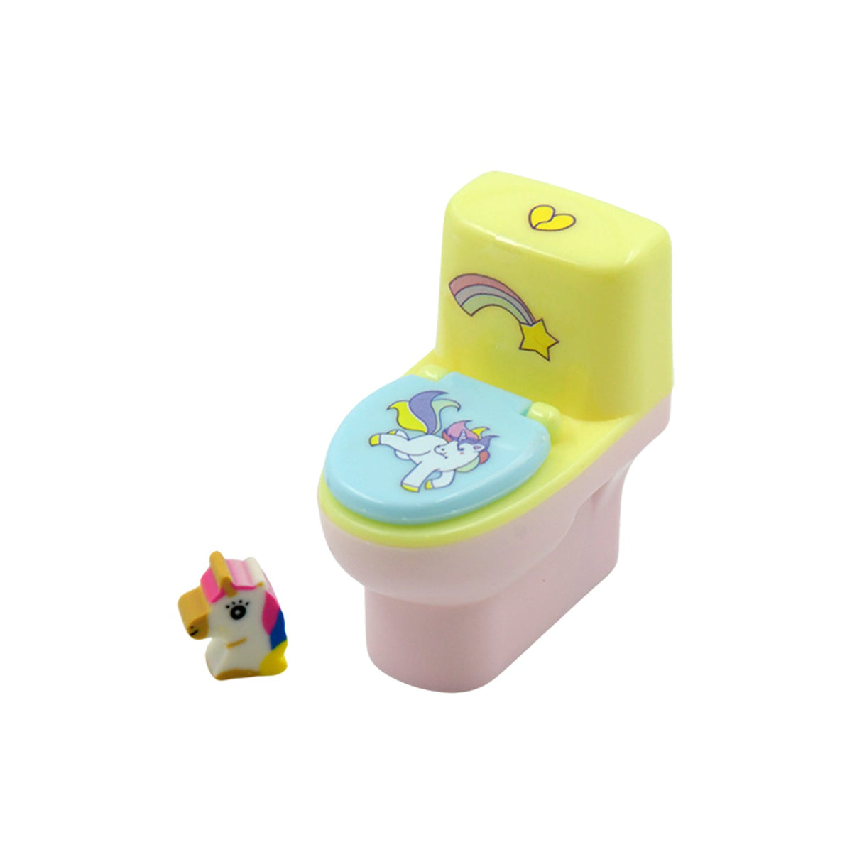 Toilet Pencil Sharpener – Fun Novelty with Eraser (2 pc Set) – detail view