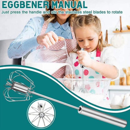 Stainless Steel Egg Whisk – Hand Push Rotary – view 8