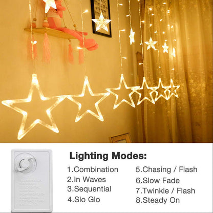 Star Curtain Lights – 12 LED Stars, 8 Flashing Modes – view 6